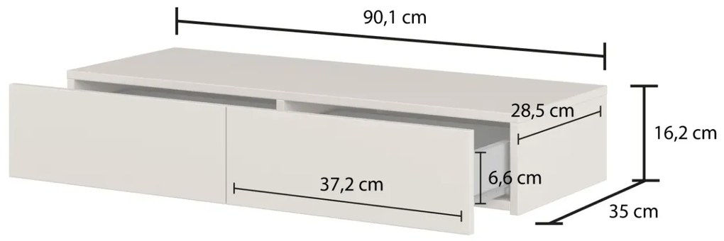 Toaletka wisząca JUKON 2S kaszmirowa z lustrem LED 80cm HELVETIA