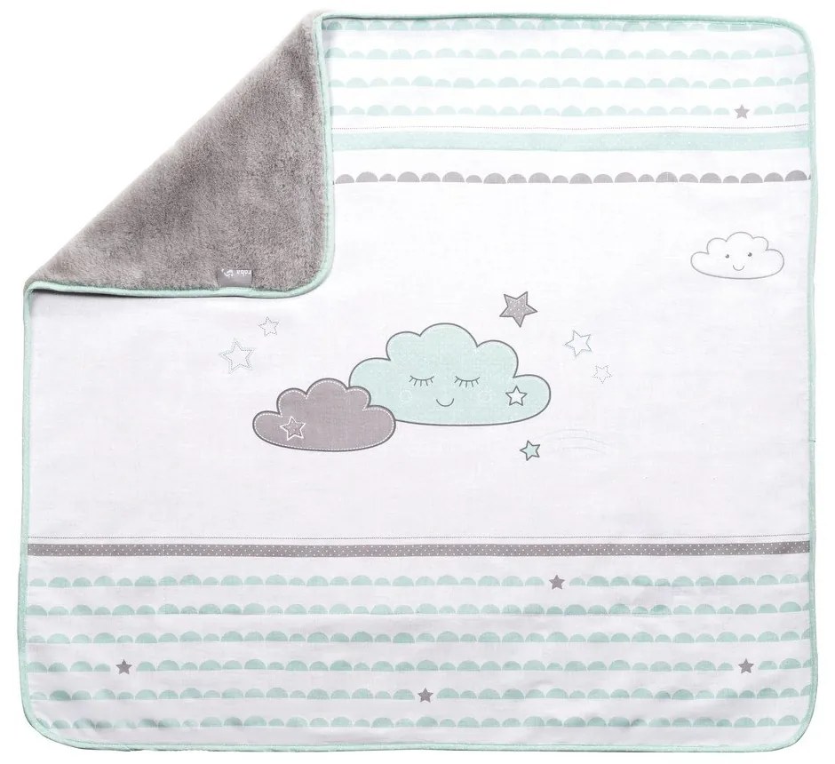 Biało-miętowy koc dziecięcy z mikropluszu 80x80 cm Happy Cloud – Roba