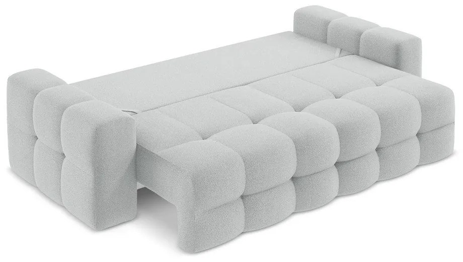 Jasnoszara rozkładana sofa z materiału bouclé 255 cm Milu – Makamii
