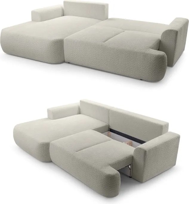 Narożnik VELO wolnostojący układ L strona Lewa z funkcją spania w tkaninie Coral 65