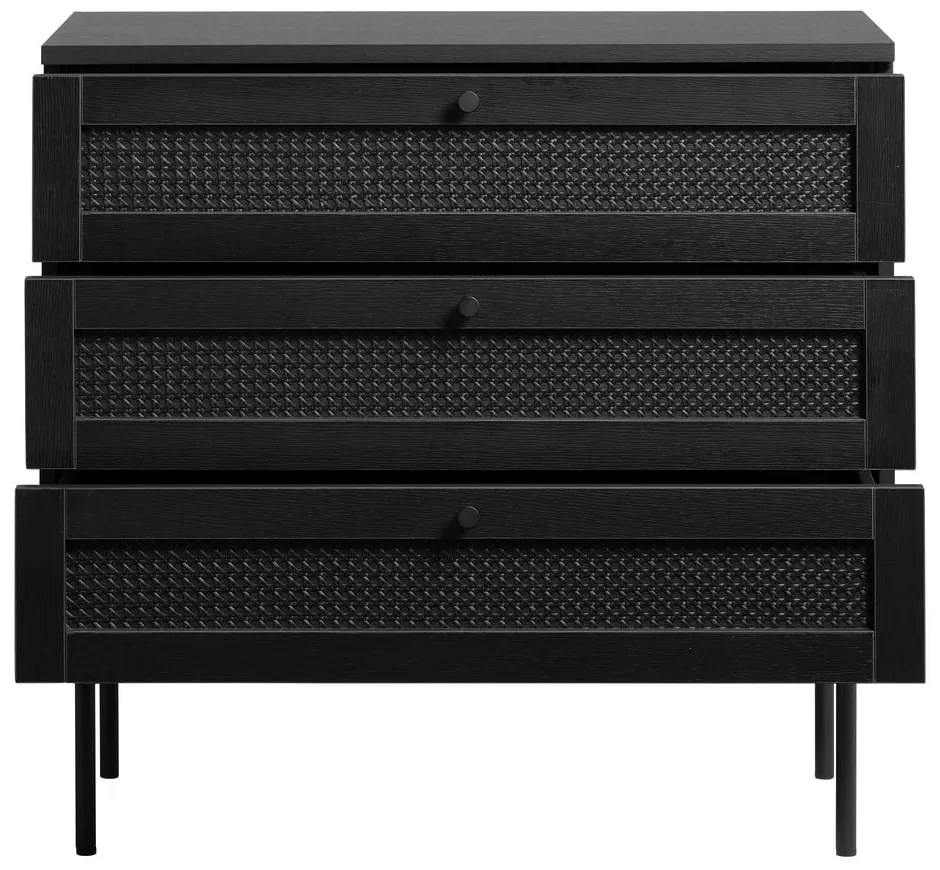 Czarna niska komoda w dekorze dębu 80x75 cm Pensacola – Unique Furniture