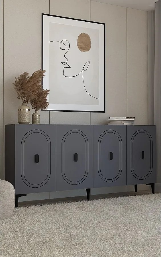 Komoda – 150 cm x 75 cm x 35 cm – Antracyt – Płyta wiórowa