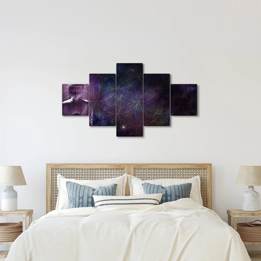 Obraz - Budda z kwiatami życia (125x70 cm)