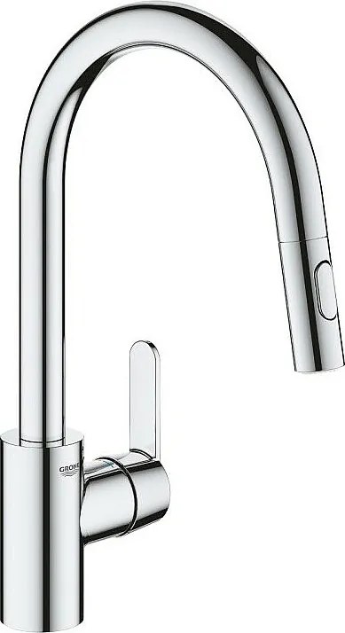 Bateria kuchenna GROHE Get z wyciąganą wylewką i kranem w kształcie litery U - Supersteel