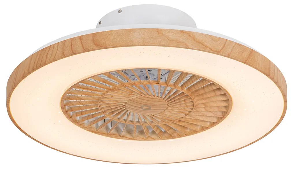Drewniany Wentylator sufitowy z lampą z LED i pilotem - Climo Rustykalny / Vintage Oswietlenie wewnetrzne
