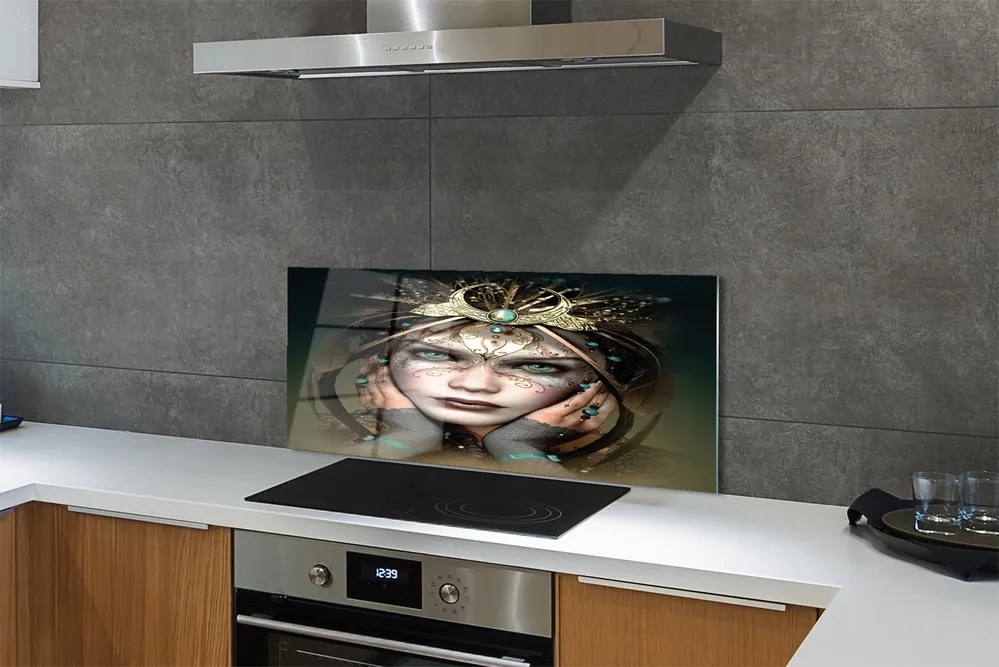 Szklany Panel Portret Kobiety o Błękitnych Oczach