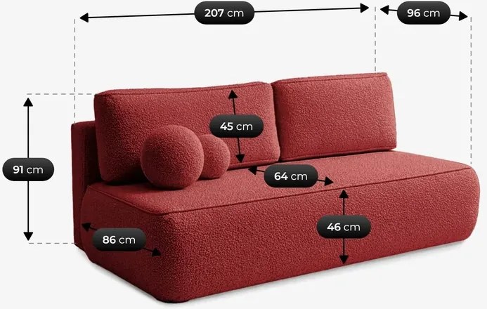Sofa z Funkcją Spania ARVETO Bordo Boucle Nowoczesna