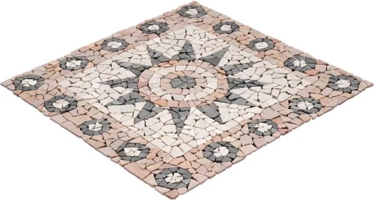 Mozaika marmurowa, motyw kwiatu, o wymiarach 90 x 90 cm.