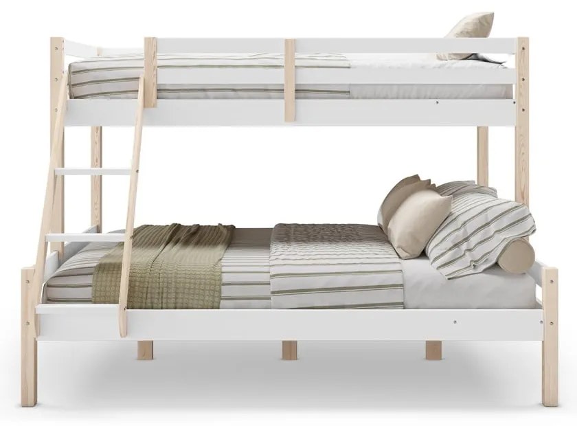 Białe piętrowe łóżko dziecięce z litego drewna sosnowego 90x190/140x190 cm Livia – Marckeric