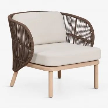 Fotel Z Drewna Akacjowego I Plecionej Liny Capri Chocolate - Sklum