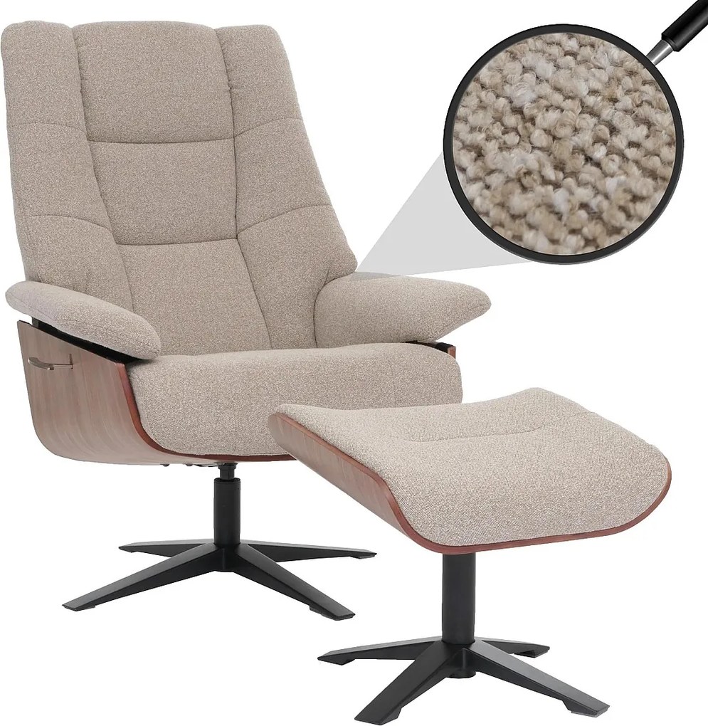 Fotel relaksacyjny + stołek MCW-N57,  brązowy