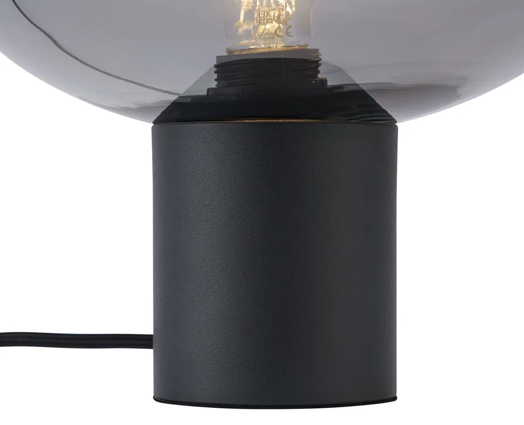 Designerska lampa stołowa czarna z przydymionym szkłem - Umbrella