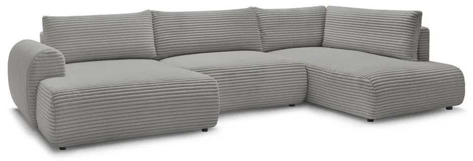 Ciemnoszary sztruksowy rozkładany/ze schowkiem narożnik (prawostronny/w kształcie litery U) Lucien – Bobochic Paris