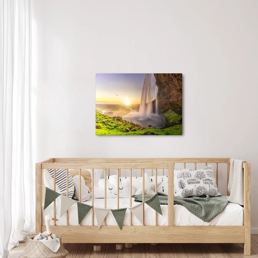 Obraz - Seljalandsfoss od tyłu jaskini (70x50 cm)