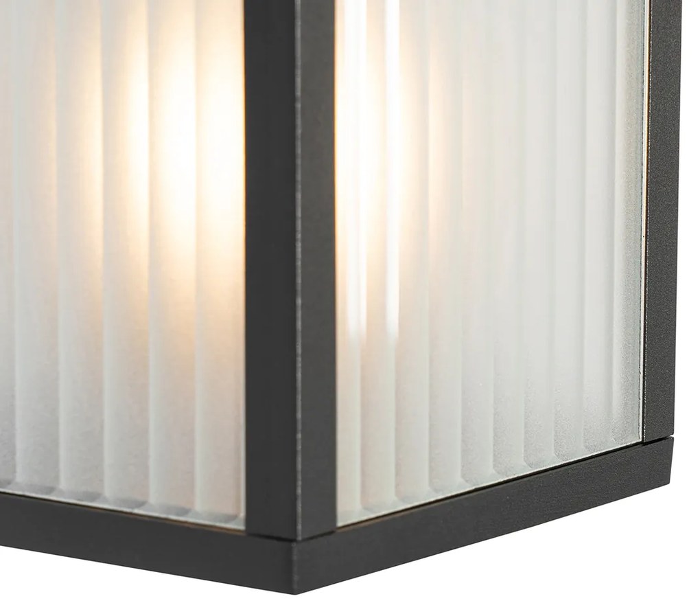 Zewnetrzna Inteligentny Kinkiet / Lampa scienna zewnętrzny czarny z żebrowanym szkłem z WiFi A60 - Charlois Nowoczesny Oswietlenie zewnetrzne