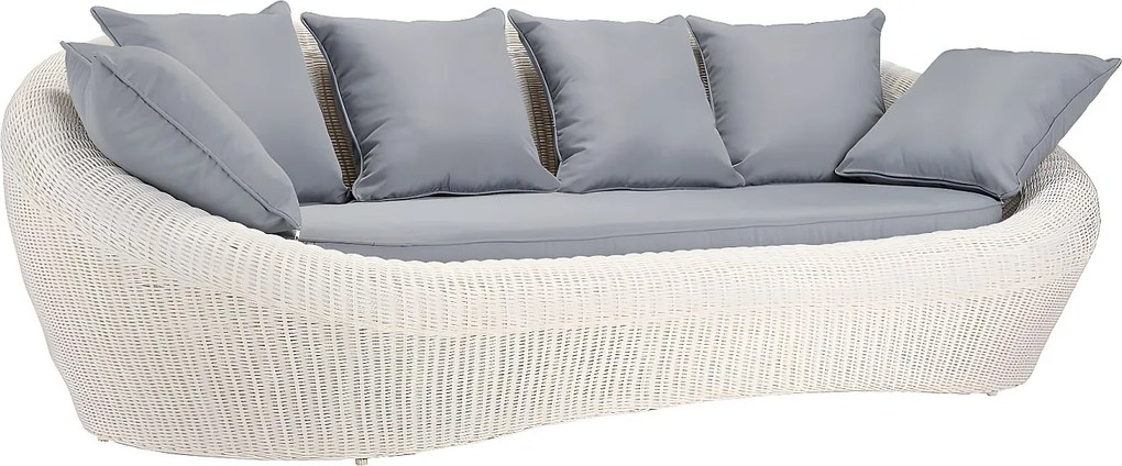 Kanapa ogrodowa 3-osobowa  z technorattanu - Kolor Kość słoniowa- WHITEHEAVEN