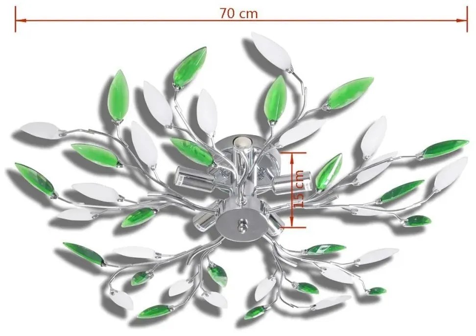 Zielona lampa sufitowa w formie liści - E996 Cortez 14X