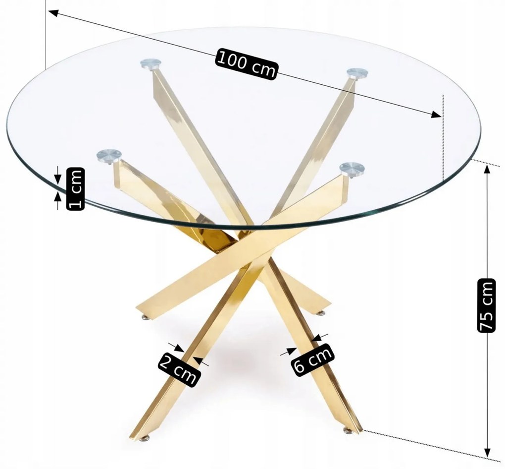 Zestaw Stół Okrągły SALLO 110 cm i 4 Krzesła Tapicerowane Plecione DAN Beżowe Glamour