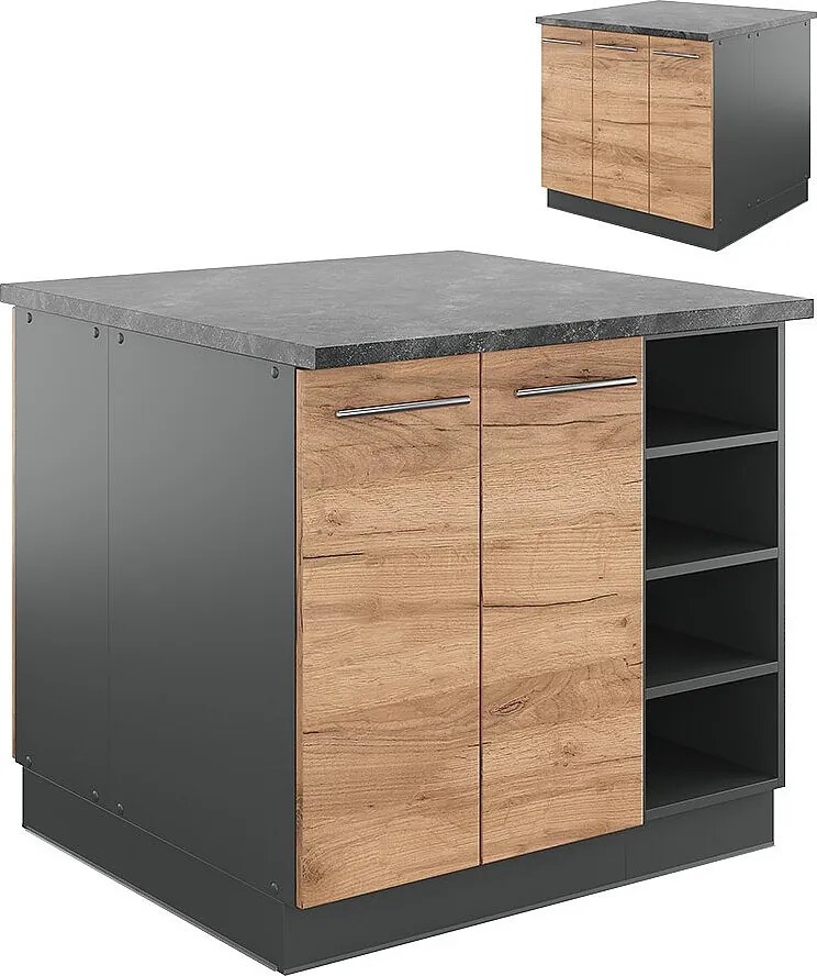 Wyspa kuchenna złoty dąb power/antracyt 90x60x82 fame-line