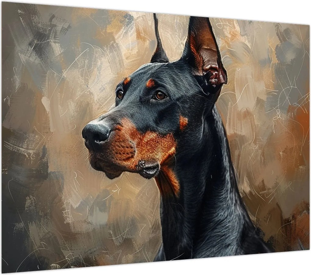 Obraz - Portret Dobrmana (70x50 cm)