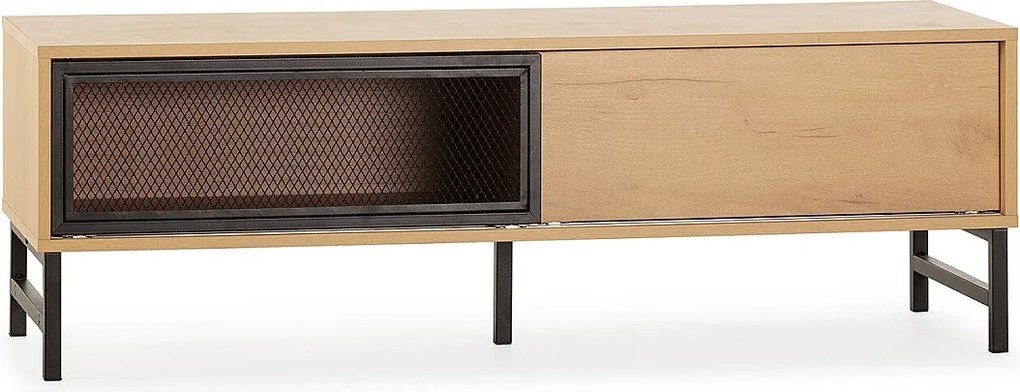 Kolumna RTV Isis 2 drzwi dębowe i metalowe czarne 120 cm.