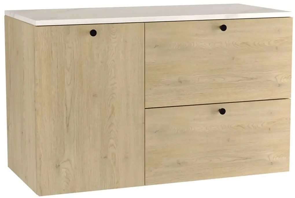 Wisząca szafka pod umywalkę dąb cremona + marmur H4-K43