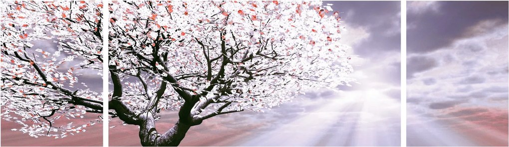 Czerwony obraz drzewa (170x50 cm)