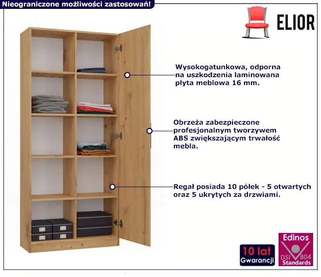 Wysoki regał z półkami dąb artisan K6-R41