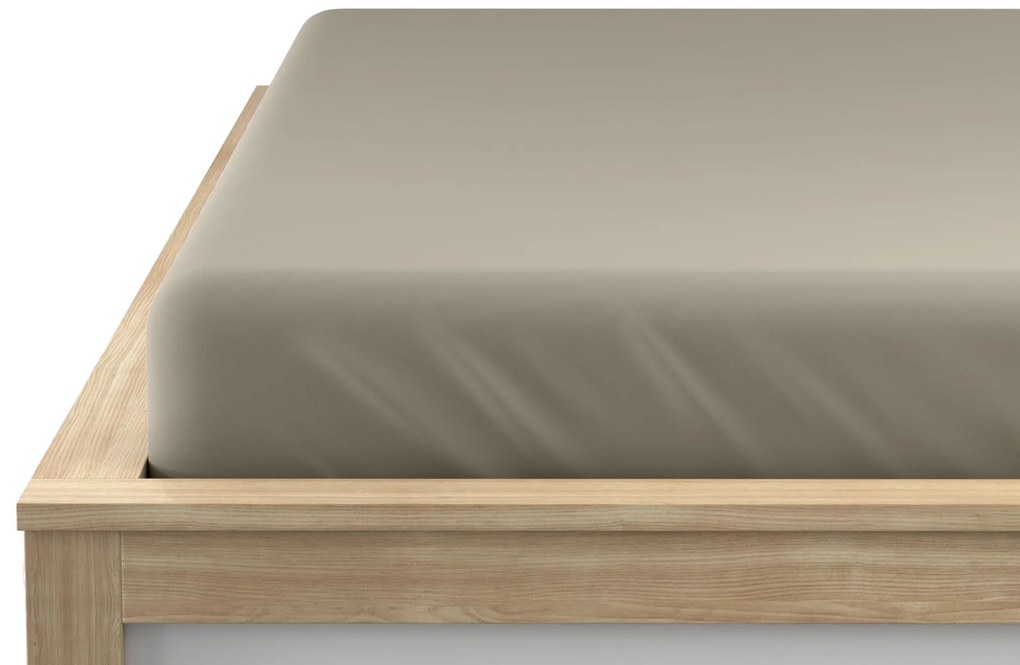 PrzytulneMieszkanie.pl Prześcieradło z mikrofibry z gumką beżowe 160 x 200 cm