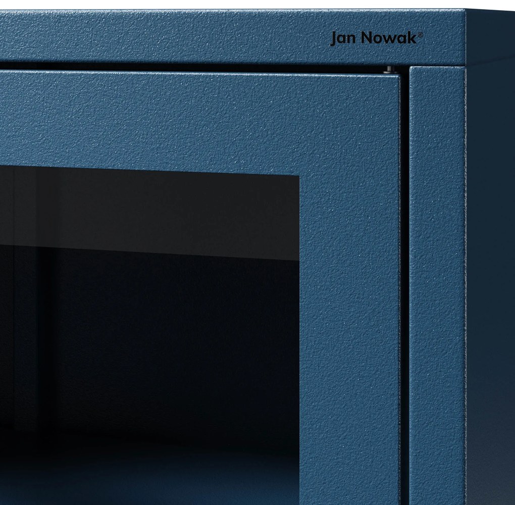 Witryna przeszklona niska granatowa: Modern GINA, 800 x 1015 x 400 mm