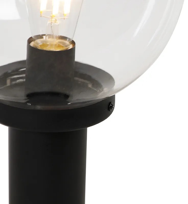 Zewnetrzna Lampa podłogowa zewnętrzna czarna z przezroczystym kloszem 50 cm IP44 - Sfera Nowoczesny Oswietlenie zewnetrzne