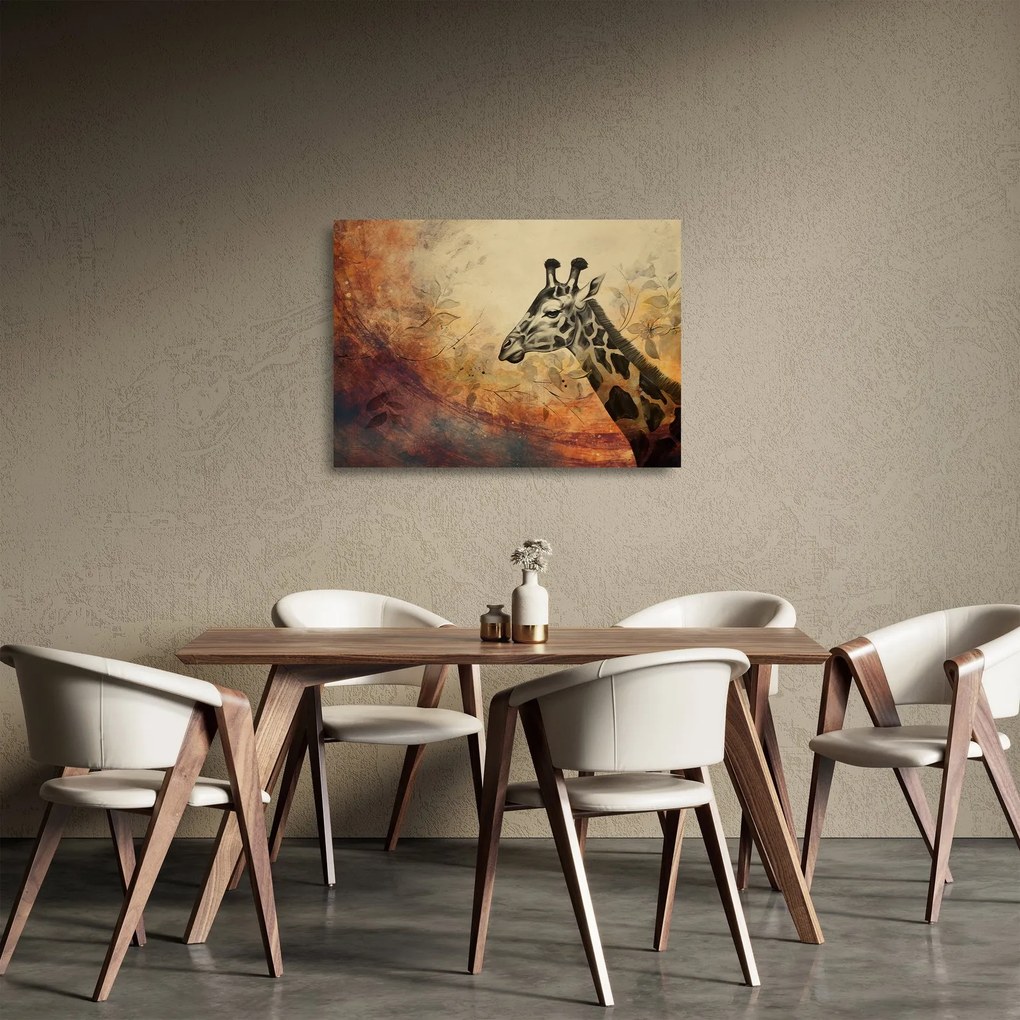Obraz na szkle - Żyrafa, malarstwo (70x50 cm)