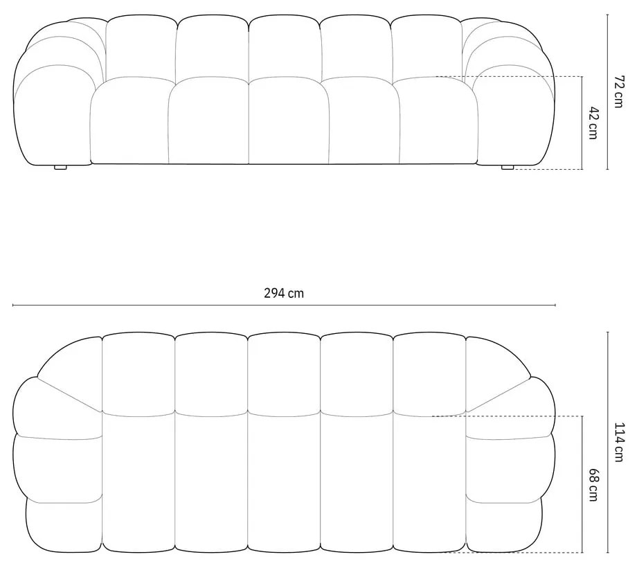 Czarna sofa 294 cm Diana – Micadoni