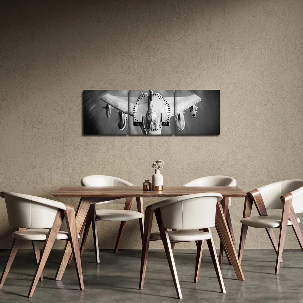 Obraz - Samolot (z zegarem) (90x30 cm)