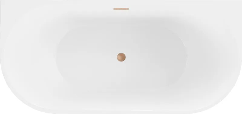 Mexen Oval wanna wolnostojąca przyścienna 160 x 80 cm, biała/czarna, przelew miedź szczotkowana - 52671608075-65