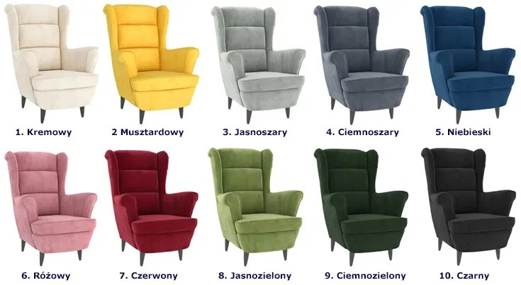 Różowy tapicerowany welurem fotel uszak G2-P27