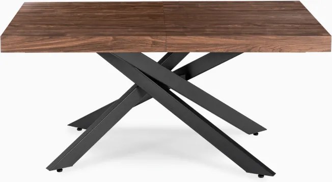 Stół Prostokątny Rozkładany HAMPTON 160-240 cm Orzech/Czarny do Jadalni Nowoczesny Loft