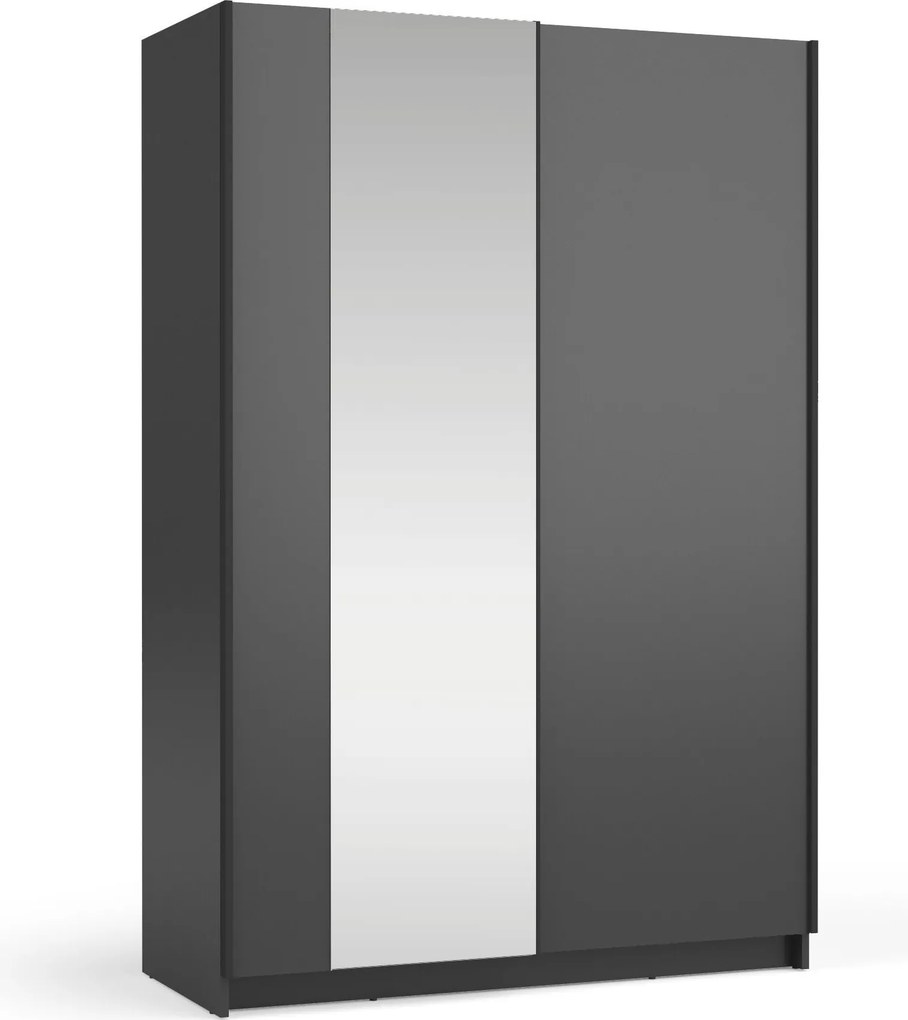Szafa Przesuwna CERON 120 cm z Lustrem Szafa Dwudrzwiowa, Czarny