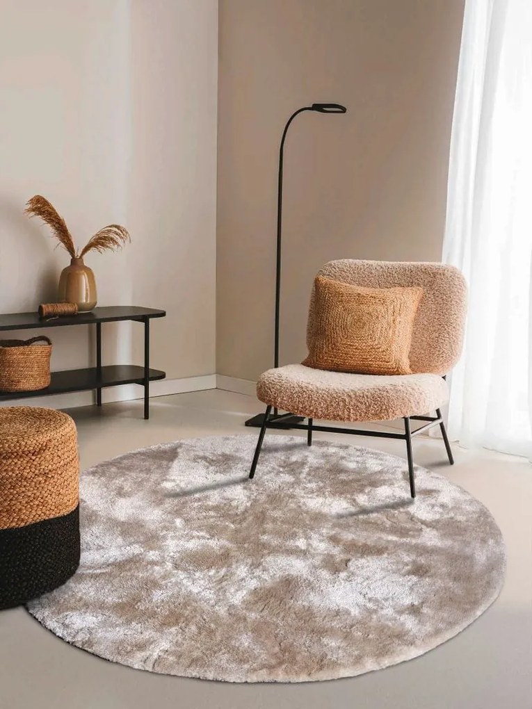 Dywan Cosy Shaggy Kremowy Elle Decoration Koło – miękki, wysoki włos 200 cm x 200 cm Certyfikat Oeko-Tex