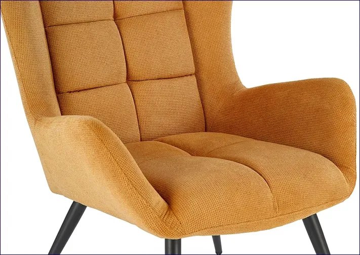 Musztardowy pikowany fotel uszak N3-H65