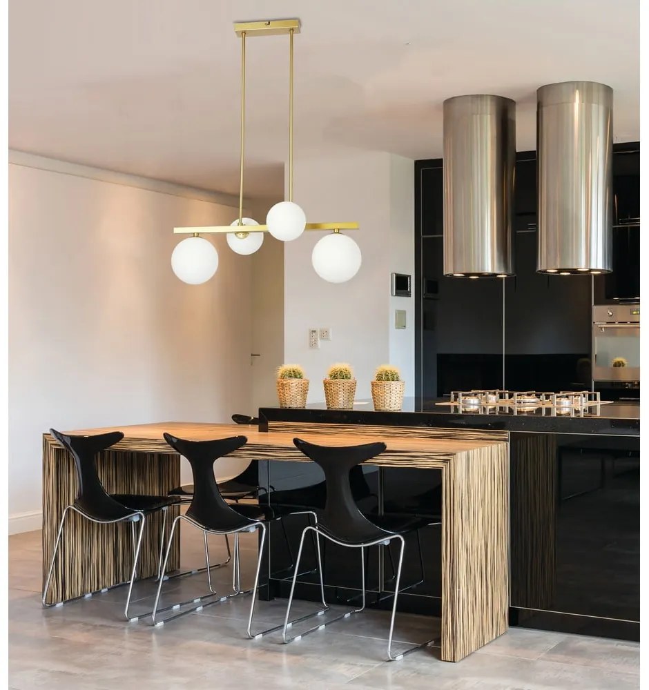 Lampa wisząca w biało-złotym kolorze ze szklanym kloszem Kama – Candellux Lighting