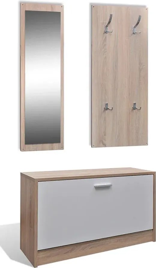 Komplet mebli do przedpokoju dąb sonoma + biały D8-D48