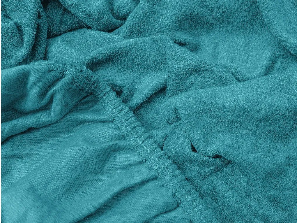 PrzytulneMieszkanie.pl Frotte prześcieradło turkusowe 90 x 200 cm