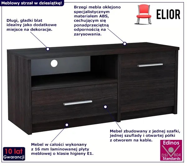 Szafka RTV pod telewizor z szufladą i drzwiczkami wenge - Frovoli