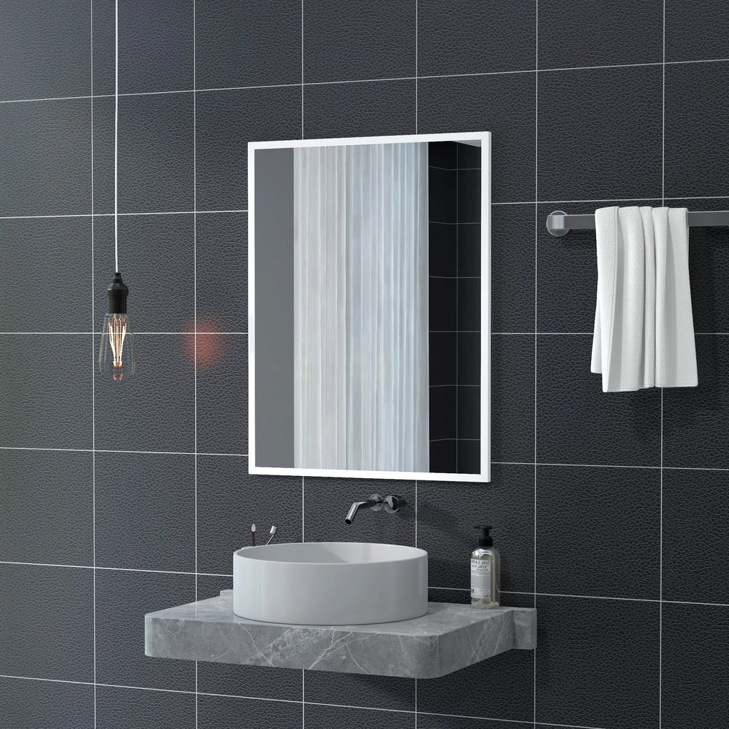 HOMCOM Lustro ścienne, 70 x 90 cm, dekoracyjne lustro wiszące, łatwy montaż, w zestawie śruby | Aosom PL