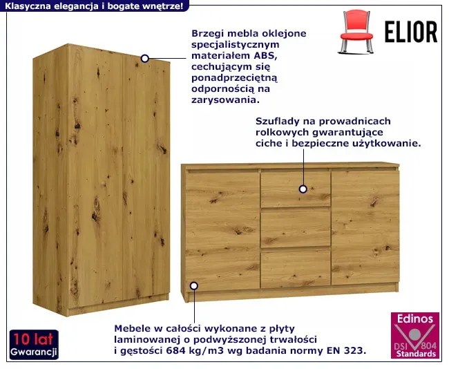 Zestaw Szafa Z Komodą Dąb Artisan Z0-Z39
