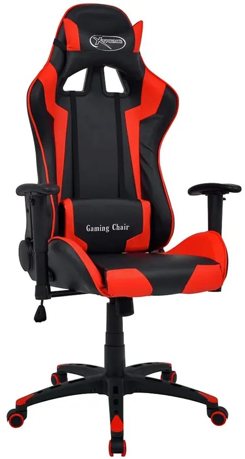Czarno-czerwony fotel gamingowy z poduszkami H9-B76