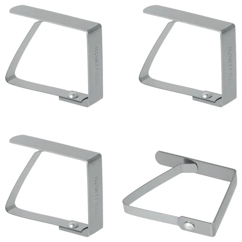 Zestaw 4 klipsów do obrusu ze stali nierdzewnej Metaltex Napkin