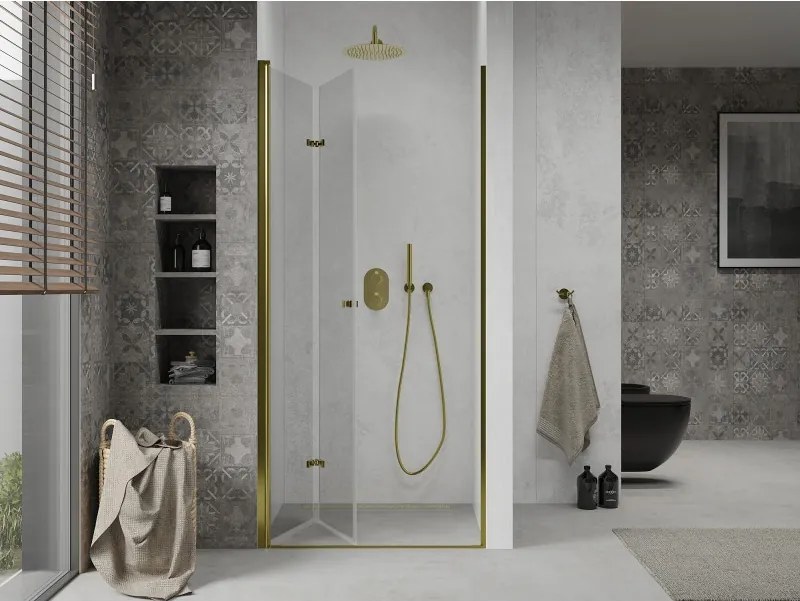 Mexen Lima drzwi prysznicowe składane 80 cm, transparent, złote - 856-080-000-50-00