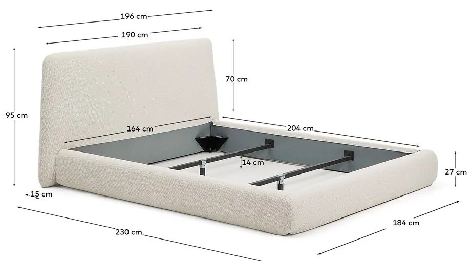 Beżowe tapicerowane łóżko dwuosobowe 160x200 cm Martina – Kave Home